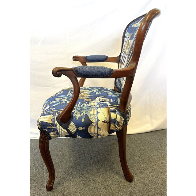 Early 1900's French Boudoir Fruitwood Armchair With New Statement Upholstery For Sale In West Palm - Image 6 of 18