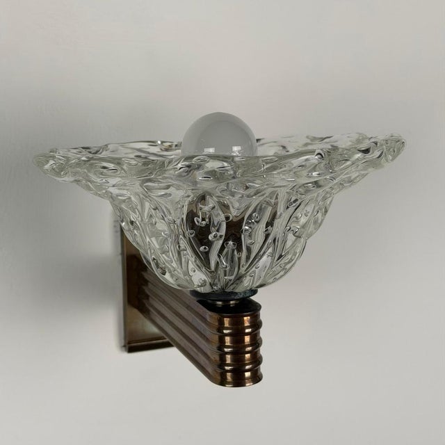 Sculptural Murano Glass Bullicante Wall Sconce from Barovier & Toso, 1940s For Sale - Image 6 of 14