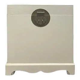 Asian Modern Cream Square Trunk For Sale