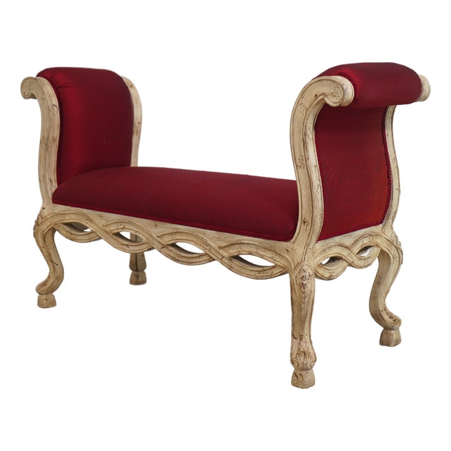 Pama French Louis XV Style Upholstered Window Bench For Sale