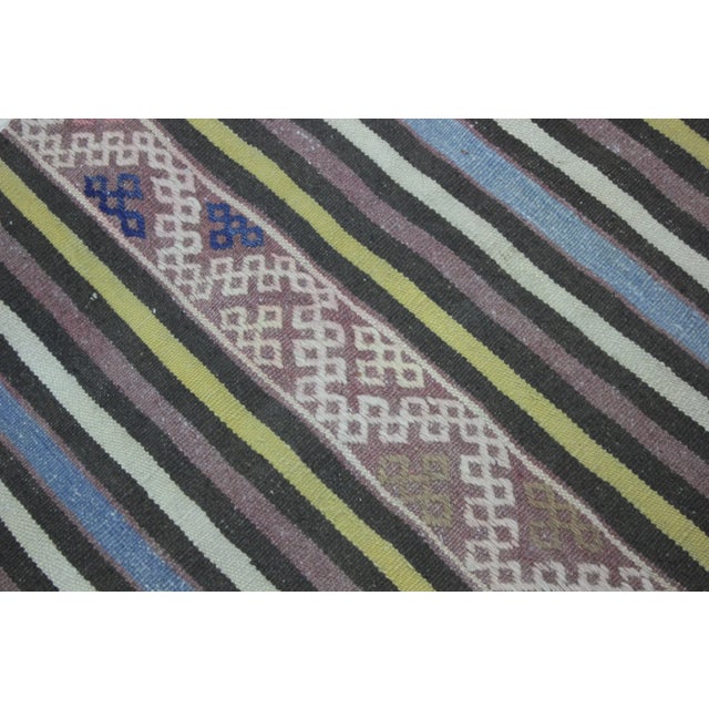Late 20th Century Rustic Style Turkish Stripe Design Ethnic Wool Kilim Rug For Sale In Sacramento - Image 6 of 13