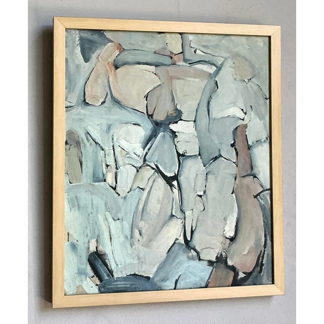 Mid-Century Modern Vintage Boho Abstract Original Oil Painting on Canvas For Sale - Image 3 of 5