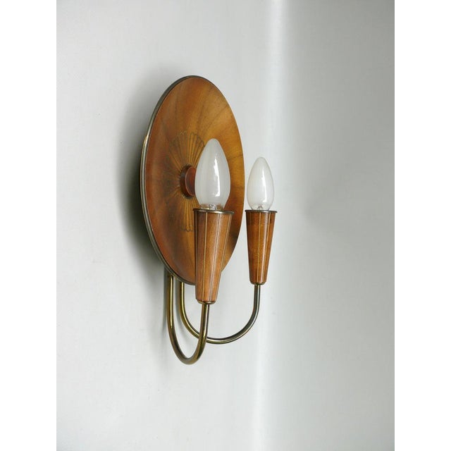 Mid-Century Modern Sunburst Wall Light in Wood & Brass from Temde, 1950s For Sale - Image 3 of 18