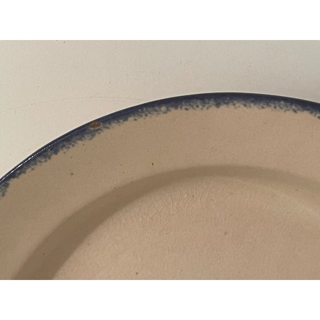 English Antique English Leeds Blue Feather Edge Plate For Sale - Image 3 of 4