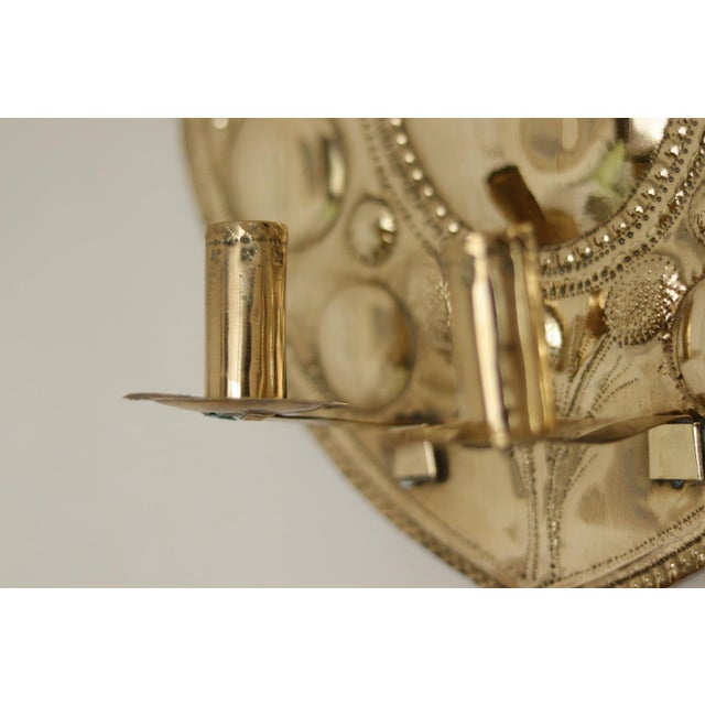 Mid-Century Baroque Swedish Brass Sconces, Set of 2 For Sale - Image 9 of 12