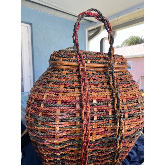 Large Snake Charmer Style Storage Basket With Handles For Sale - Image 9 of 10