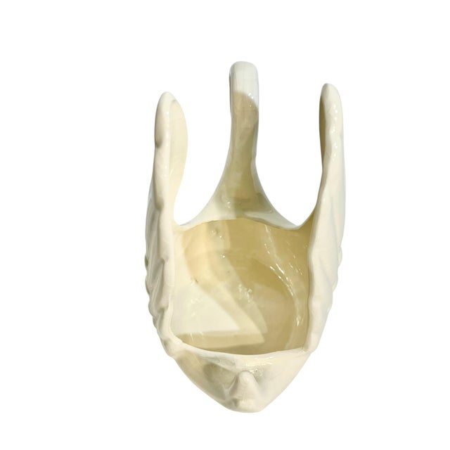 Cabin Vintage Coastal Ceramic Swan Petite Vase or Catchall For Sale - Image 3 of 12