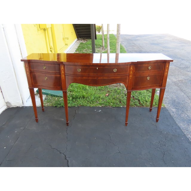 Karges Hepplewhite Style Inlay Long Sideboard Credenza Bathroom Vanity 6568 For Sale - Image 16 of 18