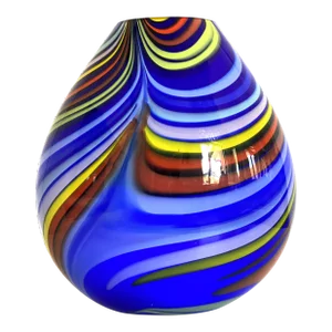 Contemporary Artistic Vase in Murano Glass With Colored Reeds