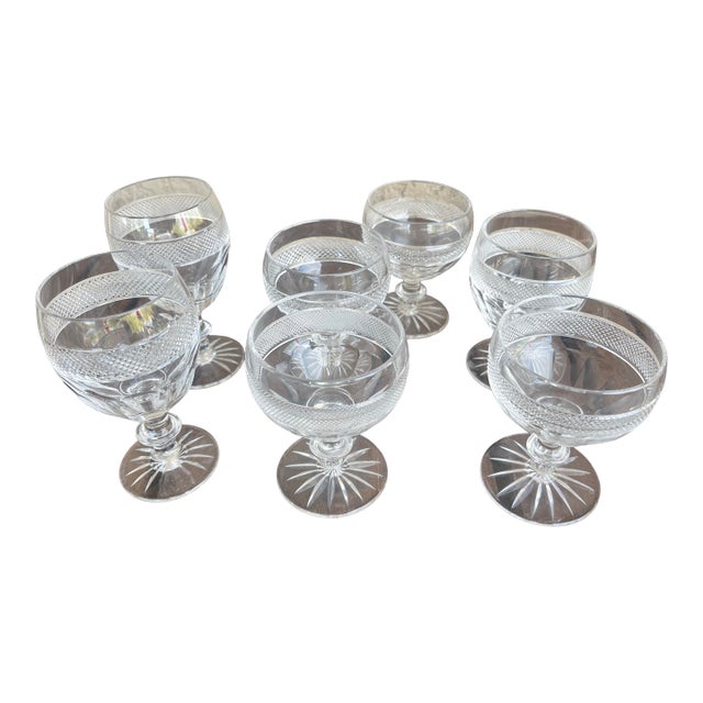 Antique Waterford Crystal Colleen Pattern Champagne Coupes Glasses - Set of 7 For Sale