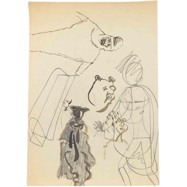 Pen drawing on paper realized in 1936 ca. Hand signed lower left. Very good condition, with another drawing on rear. This...