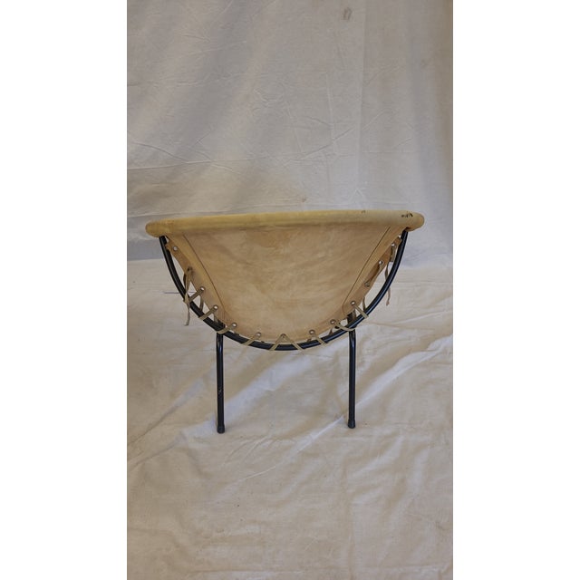 Mid-Century "Balloon" Chair with suede fabric and leather arms