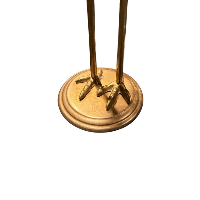 A Pair of Vintage Mid Century Etched Brass Crane Figurines on Circular Bases. For Sale - Image 4 of 11
