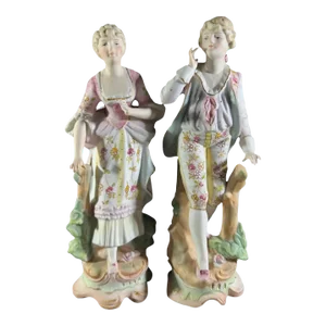 Set of 2 Arnart Bisque Porcelain Figures, #7955, C. 1955