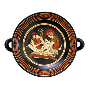Mid 20th Century Greek Pottery Kylix Depicting "Achilles Binding Up Patroclus' Wound"