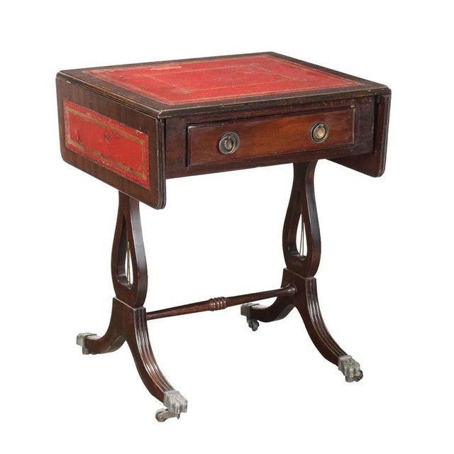 Antique Coffee Table in Mahogany and Leather For Sale - Image 10 of 10