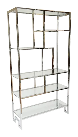 1980s Milo Baughman Greek Key Chrome Etagere
