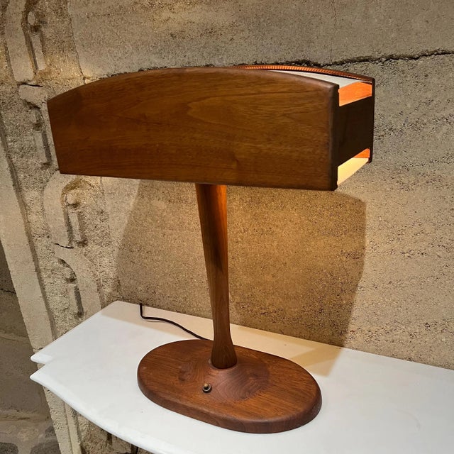 Brown 1960s Mid-Century Modern Walnut Desk Lamp With Organic Design For Sale - Image 8 of 11