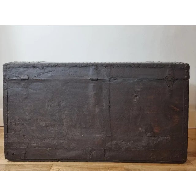 17th Century William and Mary Brass Studded Leather Chest For Sale - Image 10 of 11
