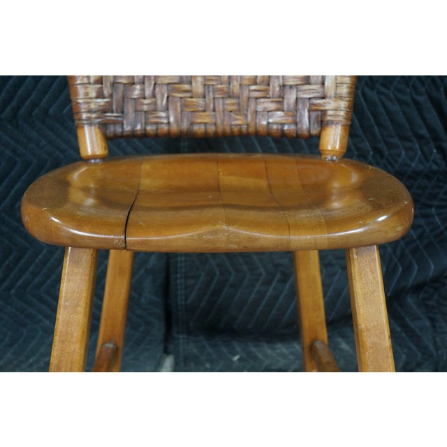 4 Vintage Old Hickory Arts & Crafts Rustic Oak Herringbone Dining Side Chairs For Sale - Image 12 of 18