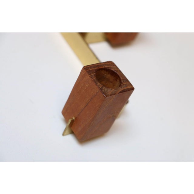 Pair of Mid-Century Modern Brass and Teak Candleholders by Lindholm of Finland For Sale - Image 12 of 12