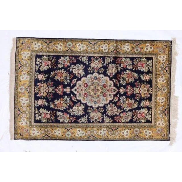Textile 1970s Vintage Persian Silk Qum Rug For Sale - Image 7 of 7