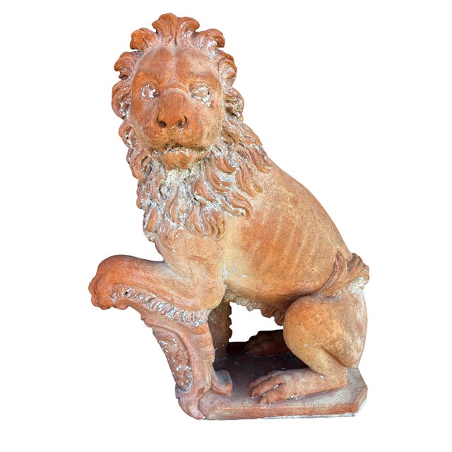 Ceramic Pair of Italian Terracotta Lions For Sale - Image 7 of 11