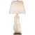 Bayliss Table Lamp in White Leather Ceramic with Linen Shade Designer: Kelly Wearstler Height: 31.75" Shade Detail: 11" x...