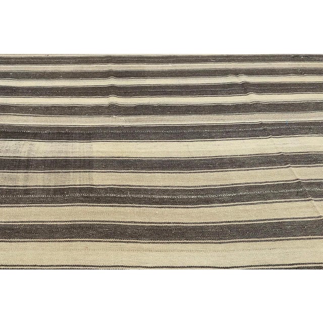 Mid 20th Century Striped Large Vintage Kilim Rug For Sale - Image 4 of 7