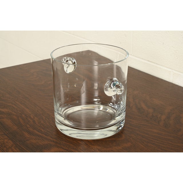 Tiffany and Co. Late 20th Century Tiffany & Co. Modern Clear Crystal Champagne Ice Bucket With Scrolled Handles For Sale - Image 4 of 15