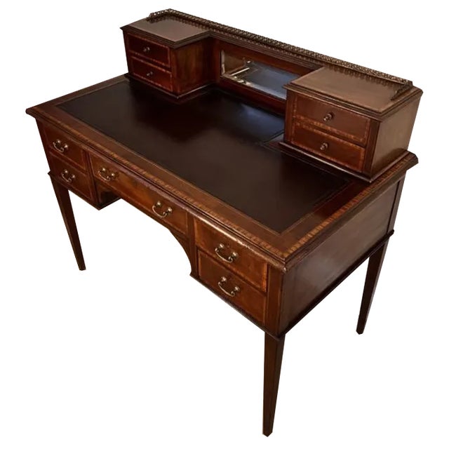 Antique Edwardian Mahogany Inlaid Writing Desk, 1900 For Sale