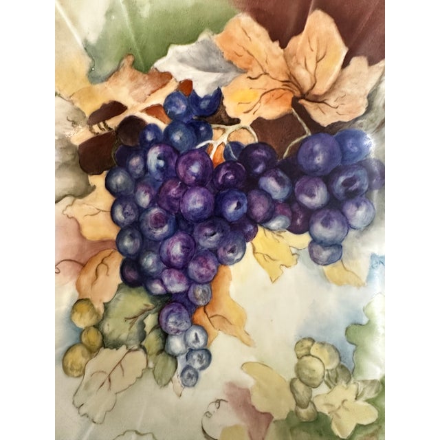 Contemporary Rare 'Pfeiffer Und Lowenstein' Antique Square Porcelain Bowl Signed Grape Design For Sale - Image 3 of 7