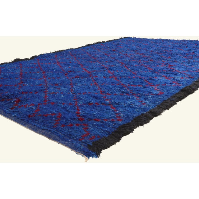 21921 Vintage Beni MGuild Moroccan Rug, 06'03 x 10'02. The Sapphire Sanctuary: A Vintage Beni M'Guild Moroccan Masterpiece...