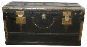 French Country House Leather and Brass Bound Chest