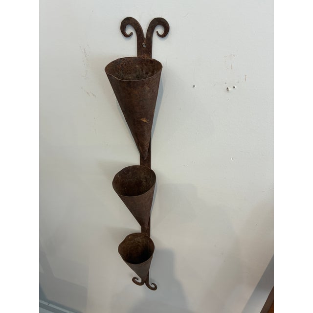 Late 20th Century Vintage Metal Wall Hung Decorative Plant Holder For Sale - Image 5 of 8