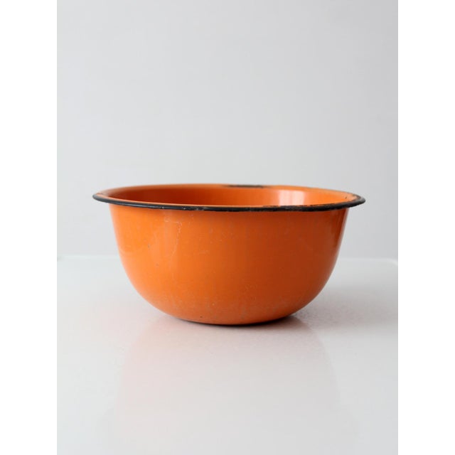 Mid 20th Century Orange Enamelware Bowl For Sale - Image 9 of 13