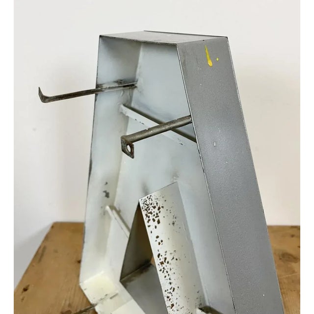 Large Vintage Grey Iron Facade Letter A, 1970s For Sale - Image 9 of 11