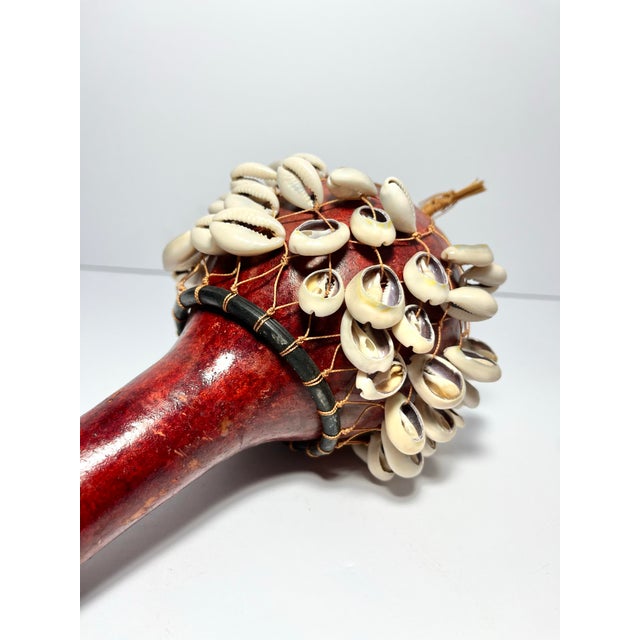 Pair of Dried Maasai Gourd Cowrie Shell Musical Shaker Percussion Instrument African Decor For Sale - Image 4 of 8