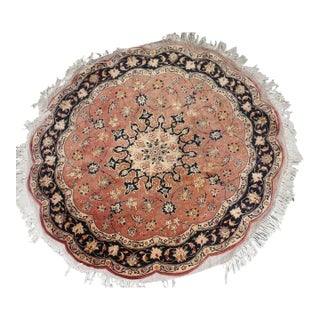 Vintage Formal Persian Round Rug - 5'1" x 5'1" For Sale