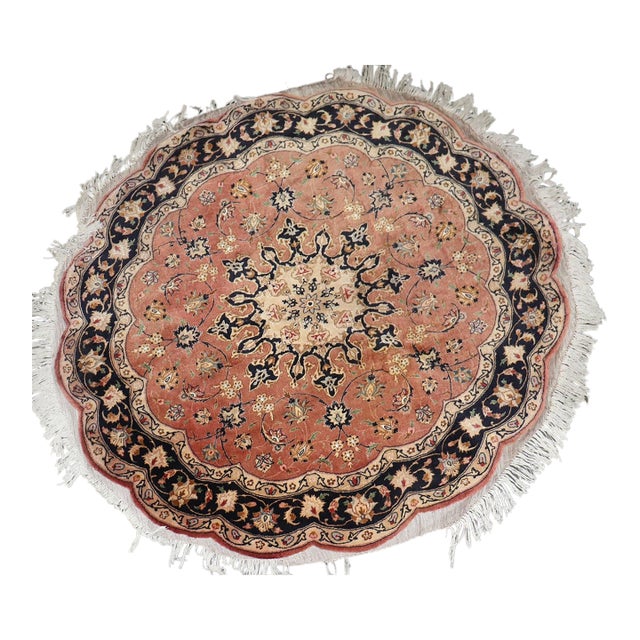 Vintage Formal Persian Round Rug - 5'1" x 5'1" For Sale