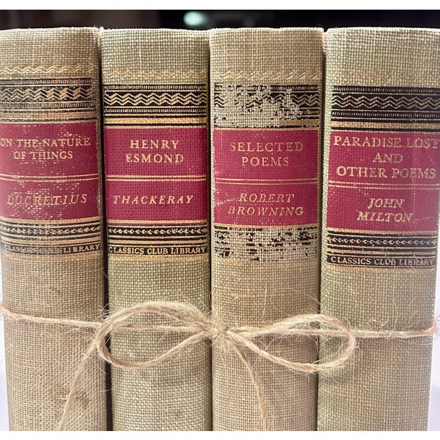 1940's Natural Linen Red and Gold Classics Club Books Holiday Display, Set of 4 For Sale In Palm Springs - Image 6 of 8