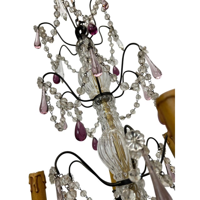 Vintage French Blown Amethist and Clear Crystal Chandelier, 1920s For Sale - Image 14 of 18