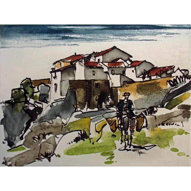 Impressionist Roger Hebbelinck Hand Signed Vintage Aquatint Etching, Village, Belgium For Sale - Image 3 of 11