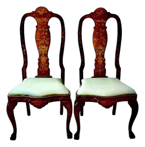 Pair of 19th-Century Dutch-Style Inlaid Side Chairs