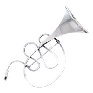 Vintage Mid-Century Modernist Paul Lobel Sterling Silver Abstract Trumpet Brooch For Sale