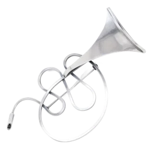 Vintage Mid-Century Modernist Paul Lobel Sterling Silver Abstract Trumpet Brooch
