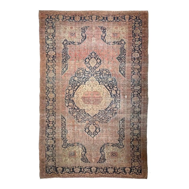 Antique Ferahan Sarouk Muted Natural Dyes Rug 10 x 17.3 For Sale