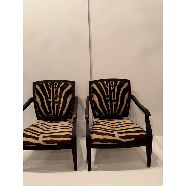 Faux Zebra Printed Cowhide Club Chairs - A Pair For Sale In Philadelphia - Image 6 of 18