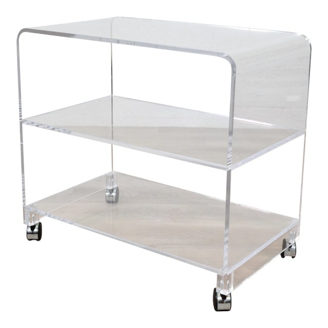 Postmodern Lucite Waterfall Bar Cart Hollis Jones Style For Sale