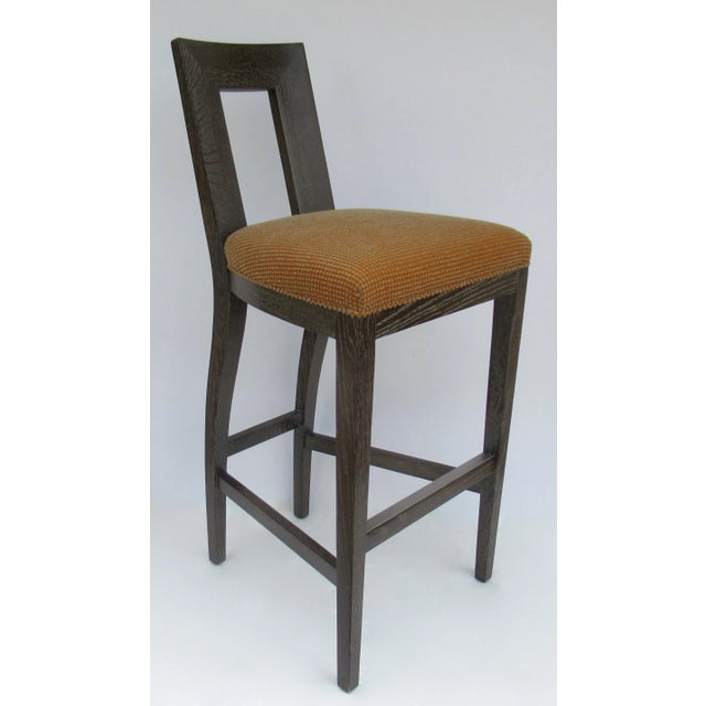 C.1996-98 Donghia "Margarita" Bar Stool in Pickled Black Cherry Finish on Oak With Pollack Boucle' Textile For Sale - Image 13 of 13